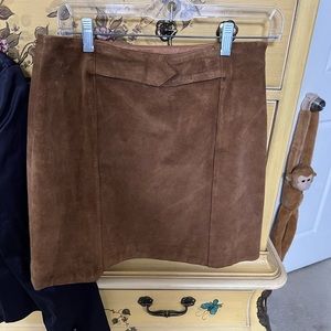 Golden yellow suede mini skirt